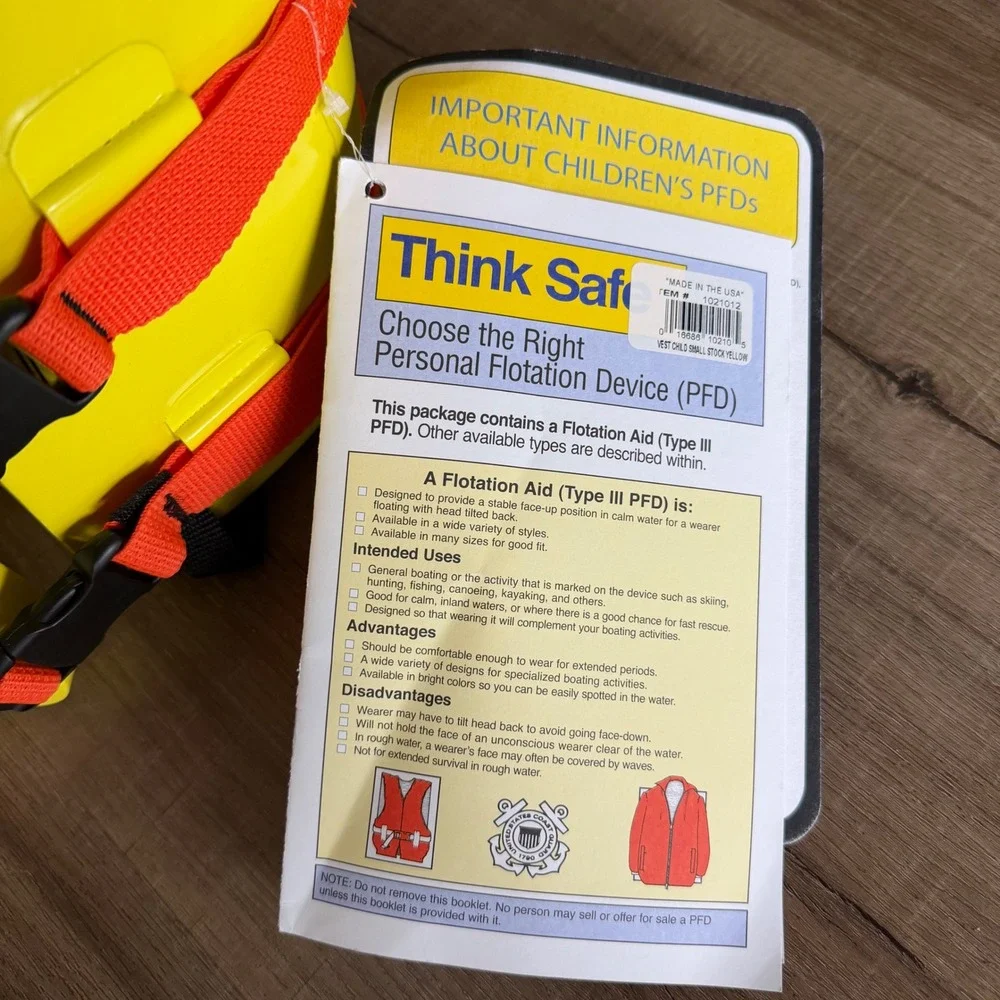 TRC Recreation Super Soft Kids Life Vest Yellow Type III PFD Child Small 1021012